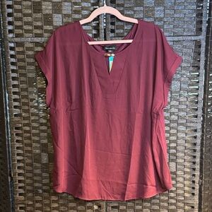 Fortune & Ivy Catenia Gold Hardware Detail Blouse Burgundy Size 2X